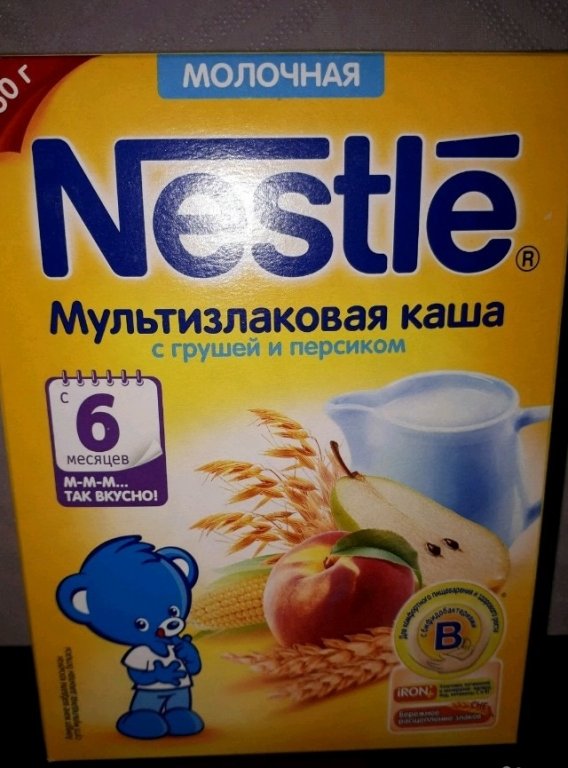 Каша молочная nestle мультизлаковая с грушей и персиком