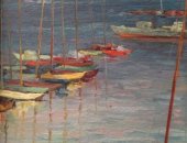 Продам картину в Королёве, Картина масло 73г, Яхты Пироговское водохранилище, 73