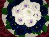 Продам десерты в Новокузнецке, Букет выполнен из гофрированной бумаги, 19 роз 12 синих,