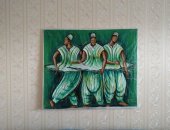 Продам картину в Москве, Картина из африканской страны Ганы Масло, написана на мешке